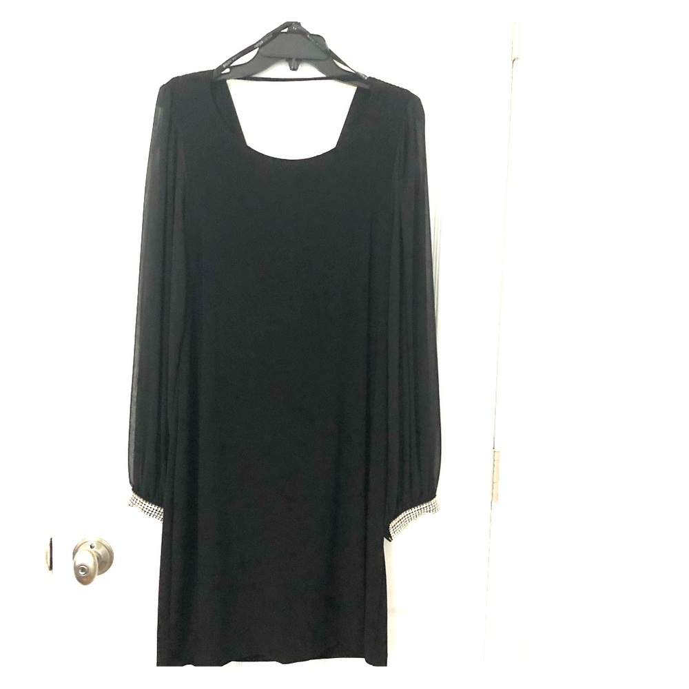 Bisou Bisou Black Dress with Rhinestones cuff